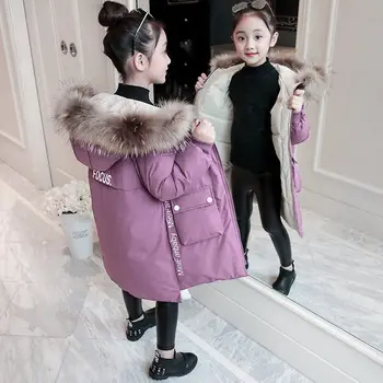 Dekleta Zimsko Jakno 2020 Novo Otrok Modnih Oblačil, Dol Oblazinjeni Vrhnja Oblačila za Dekleta 10 Let Dekle Zimski Kombinezon