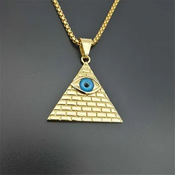 Egiptovske Piramide Evil Eye of Providence Ogrlice Obeski, Moške, Ženske, Zlata Barva Nerjavnega Jekla Zlato Ogrlico Egipt Nakit