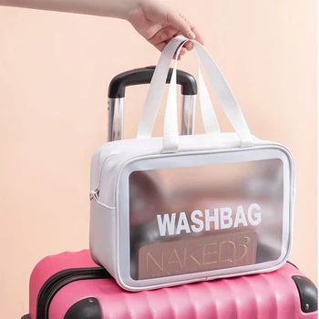 Eleganten pismo washbag PU ličila vrečko pregleden potovanja organizator toaletne torbe visoka zmogljivost nepremočljiva ženske kozmetične vrečke