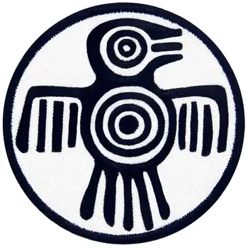 Embird Vezenega obliži aplicirano obliži Azteški Simbol Moči Moč in Pogum, ročno izdelan 3D embroided kavbojke obliž