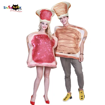 Eraspooky Kruh Par Obleko Sendvič Cosplay Smešno Hrane Toast Klobuk Halloween Kostum Za Odrasle Carnival Party Fancy Derss