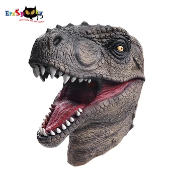 Eraspooky Realne Jurassic Dinozaver Cosplay Tyrannosaurus Latex Masko Halloween Kostum Rekviziti Za Odrasle Festival Stranka Pokrivala
