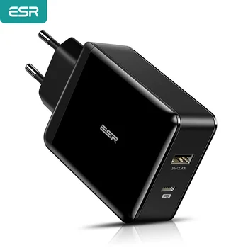 ESR USB C Polnilnik 30W Dual Port Polnilnik Moč Dostave Polnilnik z Zložljivo Plug PD 18W Vrata za iPhone XS/XR/XS Max iPad