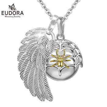 Eudora zlato pajek Harmonijo žogo Obesek Ogrlica z angel krilo čar modni Nakit za ženske