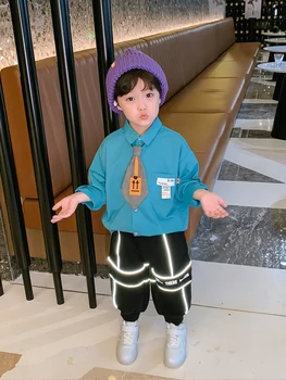 Fantje' Reflektivni Ohlapno Fit Dokolenke Moda 2020 Nove Jesensko Otrok v korejskem Slogu Priložnostne Vse-ujemanje Hlače