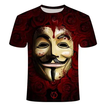 Groza klovn moški T-shirt smešno klovn obraz vrh 3D tiskanih Kul moda za kratek sleeved majica Joker Oblačila ulične Brezplačna dostava