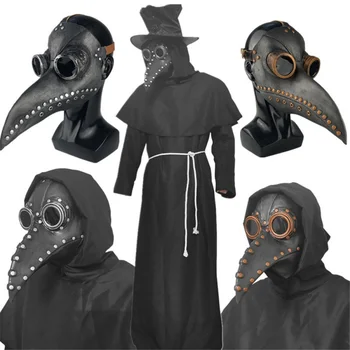 Halloween Usnje Maska V Črni Kljun Maske, Pustne Maske Steampunk Ptic Umetnosti Cosplay Maske
