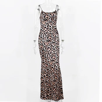 Hirigin Seksi Leopard Backless Dolga Obleka Ženske brez Rokavov Camisole Modni Ženski Stranke Obleke 2020 Poletje Nove Maxi Vestidos