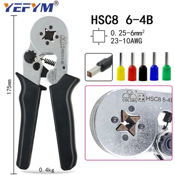 HSC8 6-6/6-4B robljenjem klešče 0.25-6mm2 23-10AWG za cev terminal blagovne znamke mini tipa krog nos evropske plier orodje