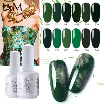 IDO 12pcs/set Zelena Barva serija Gel za Nohte, Visoko kakovostne LED Soak Off UV Trajni lak za Nohte Art Nails Lepilo Dolgotrajno