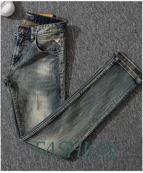 Italijanski Modni Stil Moške Kavbojke Slim Fit, Retro Oprati Elastična Letnik Kavbojke Moški Klasične Hlače Novo Oblikovalec Klasične Jeans