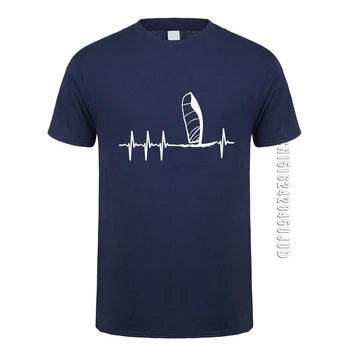 Jadro srčni Utrip Majica s kratkimi rokavi Moški Natisnjeni O-vratu Hip-hop CamisetaCotton Čoln Jadranja T-shirts Darilo Za Moškega