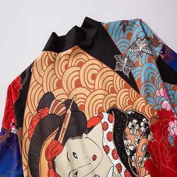 Japonski Kimono Ulične Ukiyo-e Cvet Tiskanja Kimono Cosplay Jopico Haljo Haori Obi Tradicionalni Japonski Oblačila za Ženske Moške