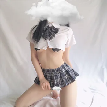 Japonski Slog Ženske Seksi Šolarka, Cosplay Navijačica Kariran Nočni Klub Stranka Super Mini Naguban Srčkan Kratek Mini Erotično Krila