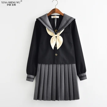 Japonski Šolsko Uniformo Za Dekleta Sweet Lolita Mornar Korejski Uniforme Anime Cosplay Long Sleeve Majica Nabrano Krilo Študent Set