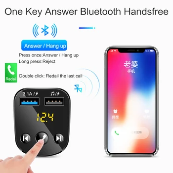 JINSERTA Bluetooth 5.0 FM Oddajnik Bluetooth Car Kit, Prostoročno, Predvajalnik MP3 3.1 Dvojni Polnilnik USB U Disk, Play Avto Modulator