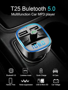 JINSERTA Oddajnik FM Modulator Bluetooth 5.0 kompletom za Prostoročno Car Audio MP3 Predvajalnik w/ Dual USB Avto Polnilec TF U Disk Predvajalnik