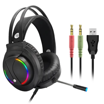 K1 USB Žična Gaming Slušalke Nad-Ear Slušalke z Mikrofonom Enostavno Izvajanje Slušalke RGB Osvetlitev Lahke Slušalke Del