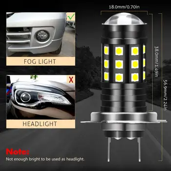 Katur 2x H7 LED Avto Meglo Žarnice Luči Močan H10 8W 2700Lm 3030 27 SMD Vožnje Teče Svetlobe LED Svetilka Super Svetla Led Vožnje