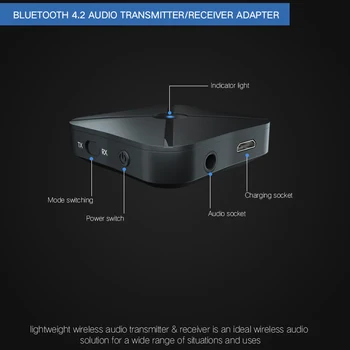 Kebidu 2 V 1 Brezžična tehnologija Bluetooth 4.2 Sprejemnik in Oddajnik Bluetooth Adapter Avdio Z 3.5 MM AUX Zvok Za TV Doma MP3, PC