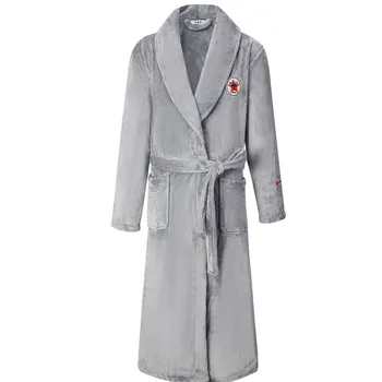 Kimono Plašč Flanela Prevelik 3XL-4XL Pozimi Zgostitev Haljo Moških Ultra Dolge Sleepwear Priložnostne Salon Nightgown Intimno Perilo