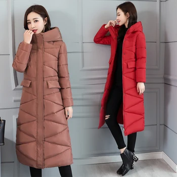 Korejski Coats ženska pozimi outwear 2019 dolgo toplo thicke navzdol parka moda slim jakna ženske zimske hooded trdna jakno plašč