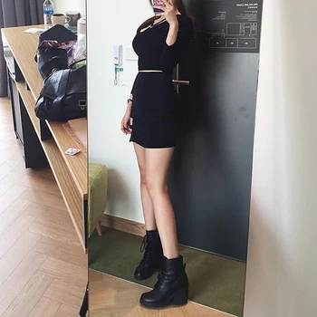 Korejski Slog Black Hip Krila Nezakonitih Mikro Mini Obleka Tanek Obroč, Sponke Krilo Poletje Moda Visoko Pasu Seksi Ples Krila