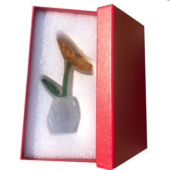 Kristalno Sončnično Figurice & Miniaturni Stekla Obrti, Fengshui Ornament Kristalno Figurice Stekla Paperwight Doma Dekor Ljubezen Prisoten