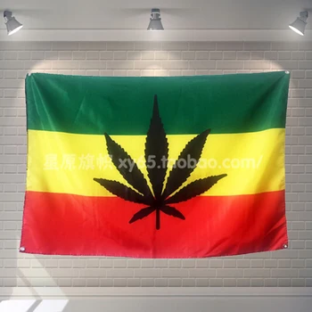 Leaf Pisane Zastave, Transparente, Jamajka Rasta Reggae Glasbe Rock Band Dom Okraski Visi zastava 4 Gromments 3*5 M 144cm*96 cm