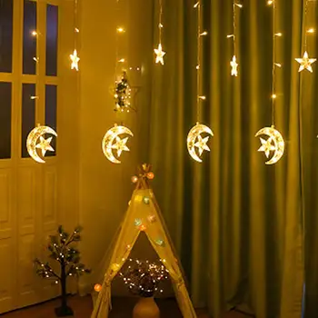 LED Svetilke Niz Luna Star EU Plug 8 Načini Prostem, Poroke, Neon, Luči Vrt Luna Star Lučka Niz Vila Niz Luči 220V