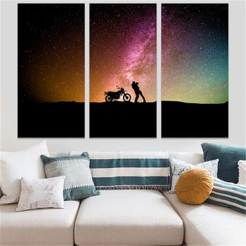 Lepota Plakat, Nebo, Zvezde, Aurora Borealis, Severni Sij Platno Slikarstvo Abisko Stenske Slike za Dnevna Soba Triple 3 Plošče