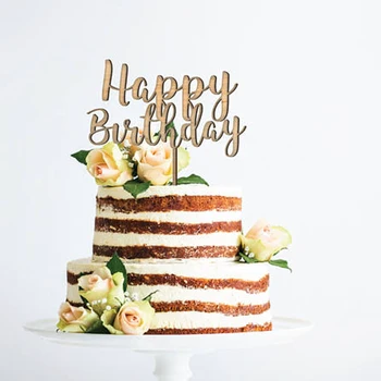 Lesene Happy Birthday Cake Pokrivalo Dekoracijo Bela/Črna/Glod/Srebrne Barve Akril Torto Pokrivalo Stojalo Darilo Dobave Vesel