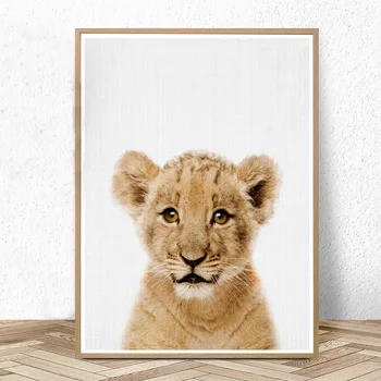 Lion Cub Tiskanja Safari Vrtec Dekor Baby Živali Wall Art Slike Velik Plakat Sodobne Plakatov in Fotografij Otroci Spalnica Dekoracijo