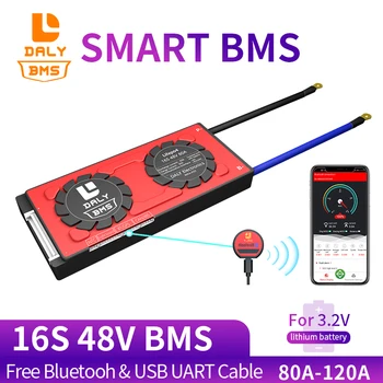 Litij-ionska 18650 Baterijski Paket Smart BMS 16S LiFePO4 48V 80A 100A 120ah za 3.2 V z LCD in Bluetooth