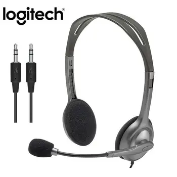 Logitech H110/H111 Stereo Slušalke z Mikrofonom 3,5 mm, Enojni/Dvojni Plug Žične Slušalke Večfunkcijsko za Glasbo, Igre Klicev