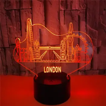 London Stavb Modeliranje 3d Iluzije Noč Svetlobe led Desk usb Tabela luči za dnevno Sobo, Spalnica Bar Pisarna Dekor 7 Barvo Svetilke