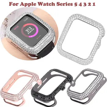 Luksuzni Kovinski Diamantno Primeru Za Apple Watch 38 mm 40 mm 42mm 44 Watch Kritje Shockproof Trdo Lupino Za iWatch Serije 6 5 4 3 2 1 SE