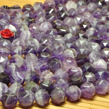 Mamiam Naravnih A+ Vijolični Ametist Violet Quartz Crystal Diamond Gladko Kroglice 7,5 mm Kamen DIY Zapestnico, Ogrlico, Nakit, Izdelava