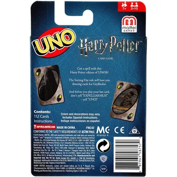 Mattel Igre UNO Harry Potter Družino Smešno Zabave Igre Zabavno Igralne Karte Darilo Polje Uno Kartica Igre