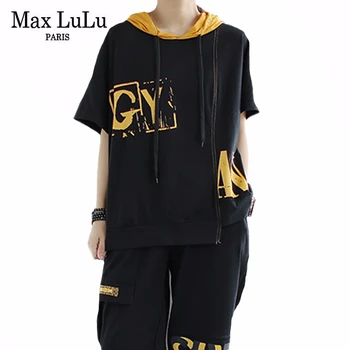 Max LuLu 2020 Novo Poletje Korejske Modne Dame Punk Stil Teo Kosov Določa Ženska Priložnostne Ohlapne Obleke, Ženski Bombaž Vrhovi In Hlače