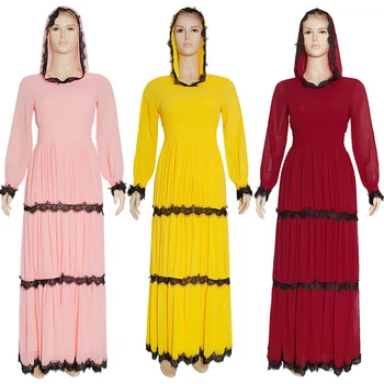 MD Elegantno Večerjo Obleke Za Ženske Muslimanskih Moda Hooded Abaya Dubaj Turčija Šifon Obleko Caftan Marocain Evropske Oblačila