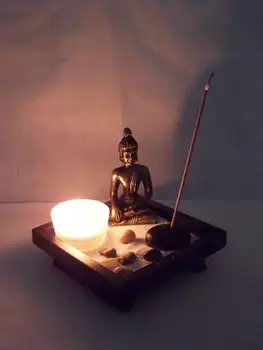 Mini Smolo Kip Bude Zen Meditacija Mirno Sprostite Dekor Nastavite Duhovno Zen Vrt Pesek Pladenj Kit Buda Kadila Gorilnik