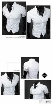 MIXCUBIC poletni Šoli Modni stil robom srajce moške črne priložnostne slim kratka sleeved proge oblog srajce moške,M-2XL