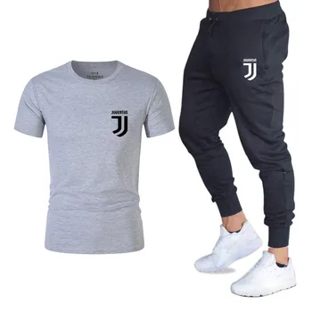 Moda za moške dva-kos T-majica + hlače priložnostno obleko Moške poletne nove natisnjeni T-shirt visoke kakovosti kratka sleeved šport bo ustrezala