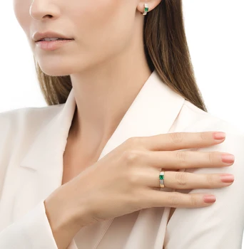 Modni nakit zlati prstan, z emerald in diamant SONČNI svetlobi test 585 žensk, ženski