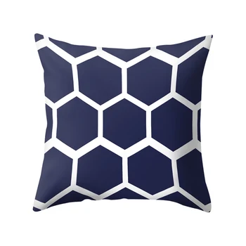 Mornarsko Modra Geometrijski Vzorec Blazino Kritje Pillowcases Dekorativne Blazine za Dom Dekoracijo Poliester Blazine Pokrov 45*45 cm