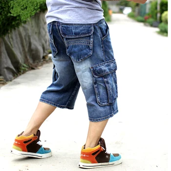 Moške Denim Kratke hlace Moški Velika velikost Svoboden vrečasta Kratke Jeans za Moške Fant je Hip Hop Skateboard hlače za Raperji Rap hlače