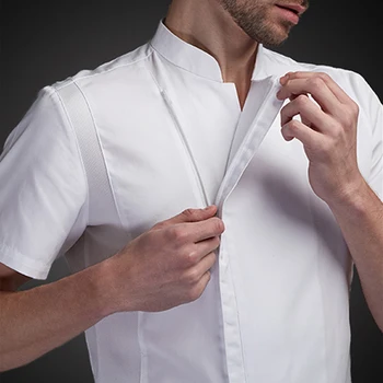 MSORMOSIA visoke kakovosti Poletje kuhar kostum kuhamo jakna moški kuharski belo srajco Restavracija Enotno Berber Shop delovna oblačila Kombinezoni