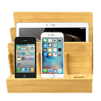 Multi-Funkcijo Naravnega Bambusa, Lesa Polnjenje Postajo za Polnjenje Dock Stojalo Stojalo Držalo škatla za Shranjevanje Za iPhone 5 6S 7 Plus iPad, MAC