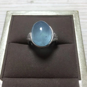 Naravna modra akvamarin nastavljiv prstan srebro 925 12x15mm ljubezen Darilo kamna obroč AAAA kristalno zdravilni kamen nizko ceno